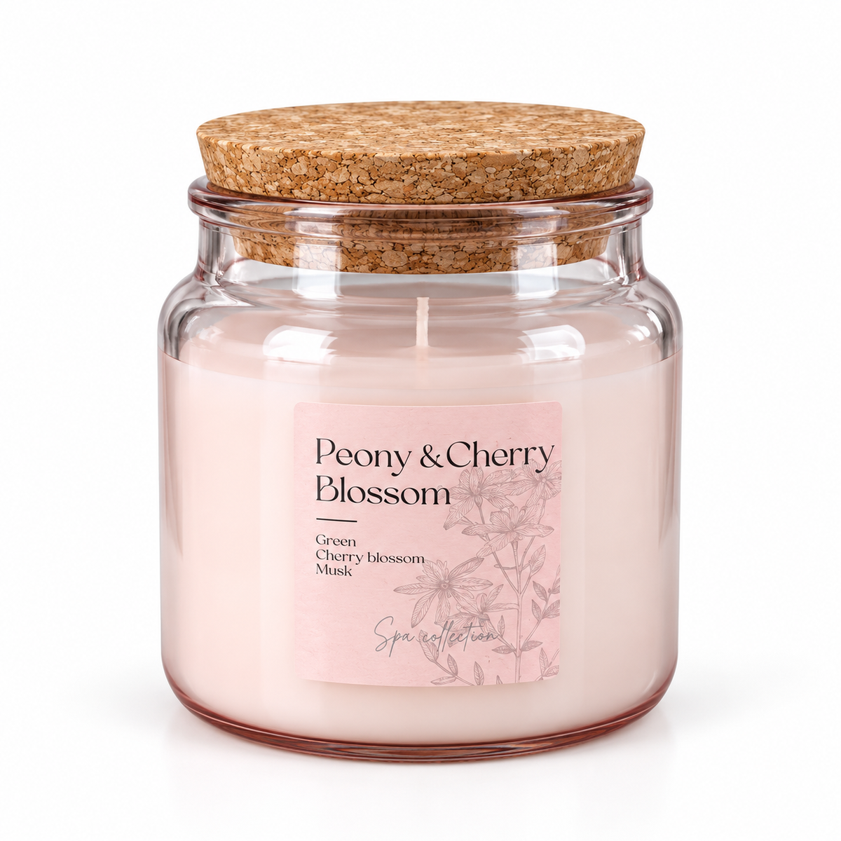 Peony and cherry blossom scented candle